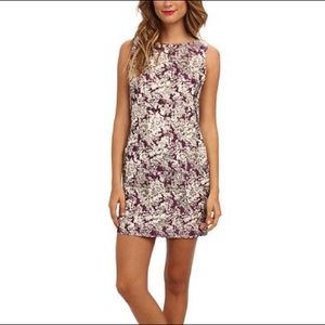 Laundry By Shelli Segal Button Back Brocade Dress, dark boysenberry multi